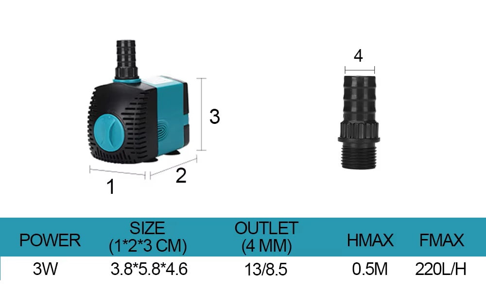 Bomba Sumergible de fuente de agua de 3W ultra silencioso