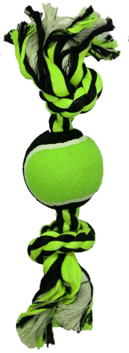 Juguete de Perros Cuerda de dos nudos con pelota de tenis Multipet